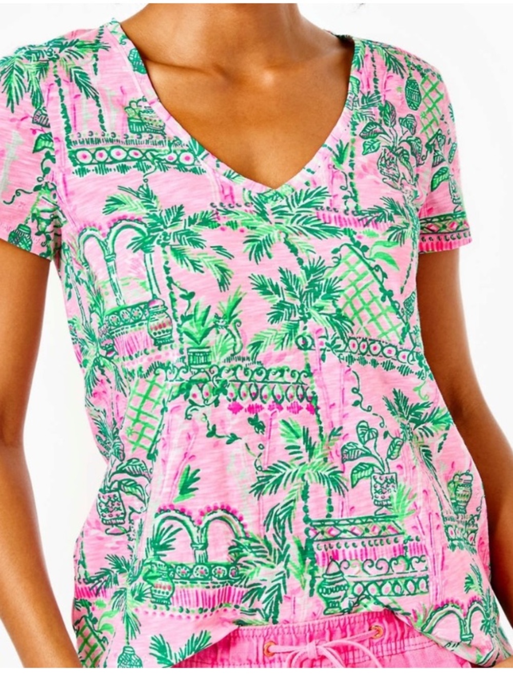 Lily Pulitzer Etta V neckcotton top Mandella Baby Always It small